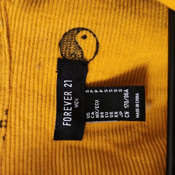 Forever 21 Men courdory mustard yellow button down size S - Picture 8 of 10